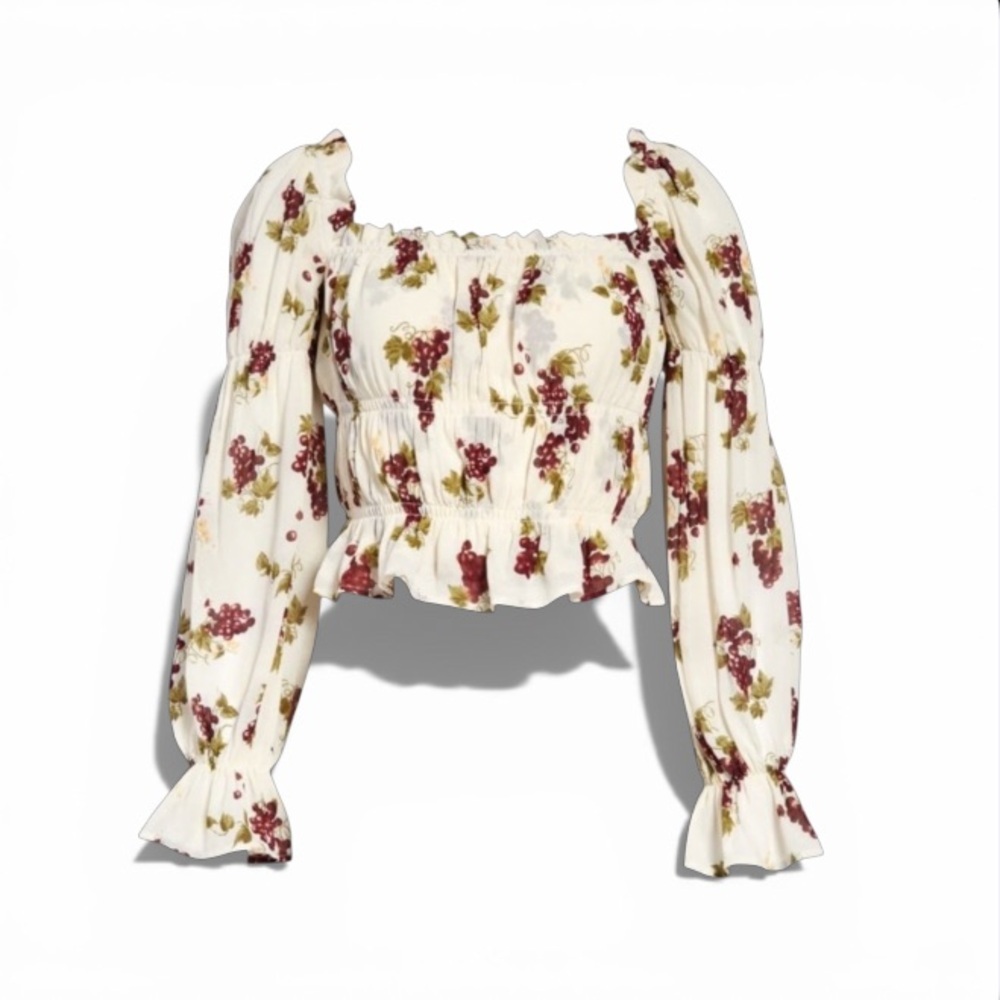 Reformation Amarena Floral Top Blouse Women’s Size XS Cropped